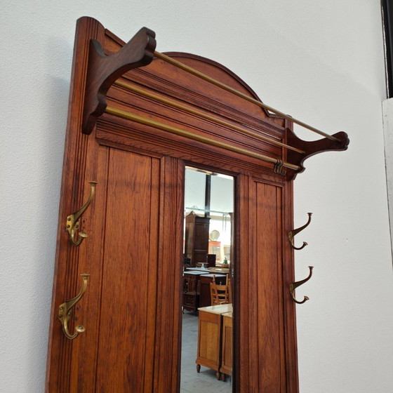 Image 1 of Antique hallway furniture, coat rack, free-standing coat rack with mirror