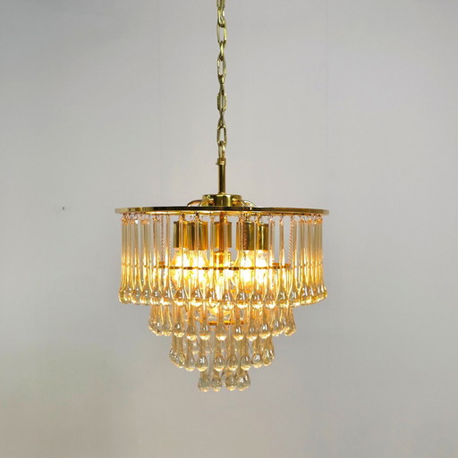 Lámpara de araña PALWA con forma de lágrima, de latón de 4 capas, estilo vintage.