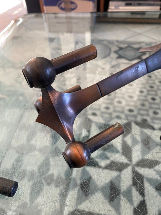 Image 1 of Base per Candelieri + 2 Candelieri Modulari NAGEL Marrone Rame 1970