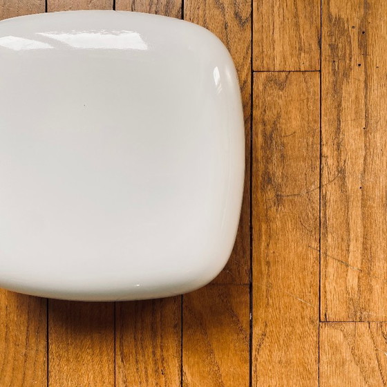 Image 1 of Lampada da parete/soffitto quadrata in vetro opalino bianco, lampadario vintage anni '60-'70, 25 cm