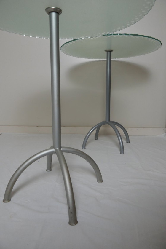 Image 1 of set vintage Italiaans design glazen tafels Rimadesio