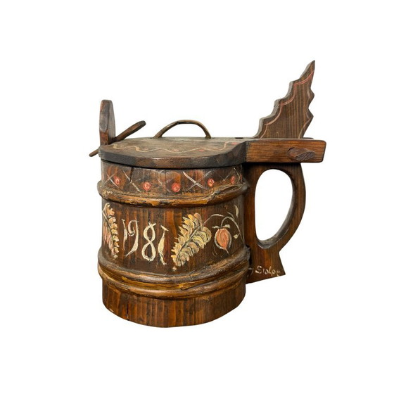Chopine en bois suédoise peinte à la main, art populaire, Objets déco, Marron, Rustic (photo 3 sur 9)