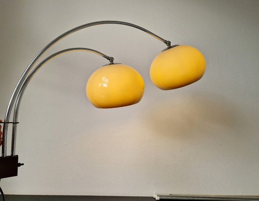 Vintage Dijkstra dubbel arc mushroom wandlamp chroom