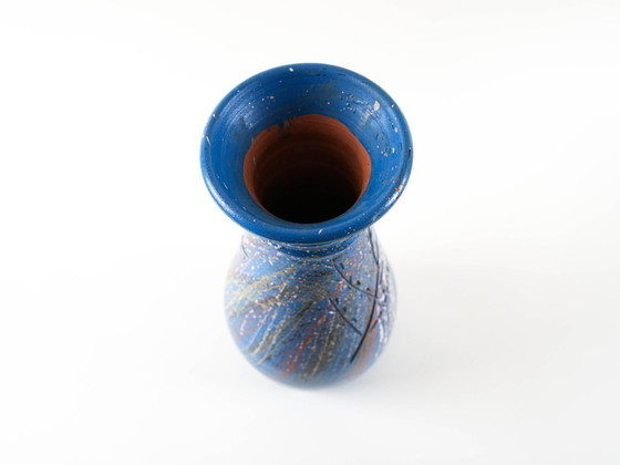 Image 1 of Blue ceramic vase, Danish design, 1970s, made in Denmark