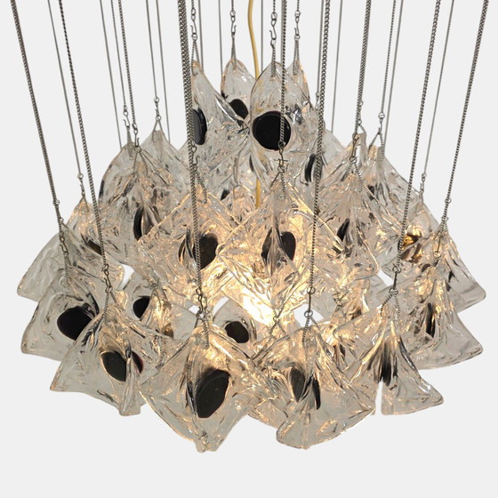Image 1 of XXL Mazzega floating chandelier 60s Murano 48 glass parts. Vintage
