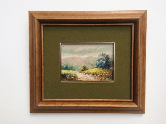 Image 1 of Olio su tavola: M. Ferran, "Paesaggio autunnale" (32 x 27)