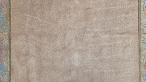 Alfombra moderna de lana hecha a mano, color naranja suave, 247x345cm.