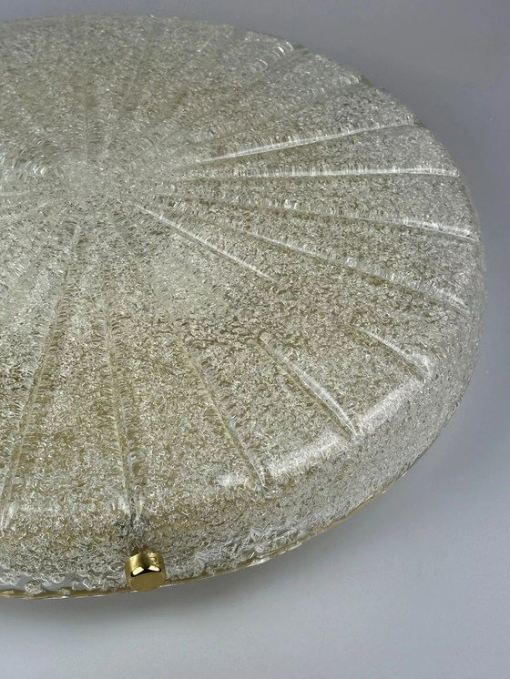 Image 1 of Lámpara de techo de los años 60 y 70, plafón empotrado de cristal de hielo Hillebrand
