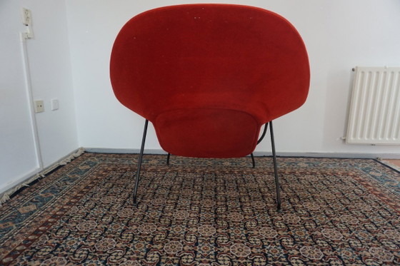 Knoll Womb Chair in red alpaca - Eero Saarinen, Chairs and lounge chairs, Metal, Textile, Black (photo 6 of 17)