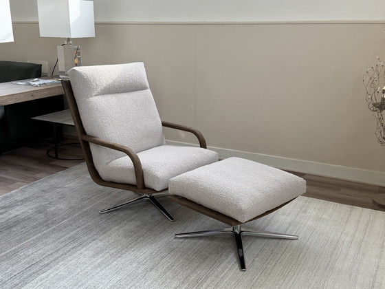 Image 1 of Fauteuil pivotant/allée Leolux Kudo avec repose-pieds NEUF