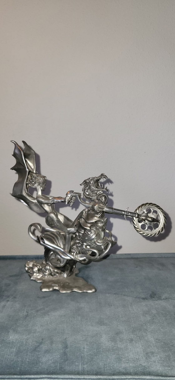 Image 1 of Passion Burns Julie Bell Franklin Mint Tin motocicletta in peltro