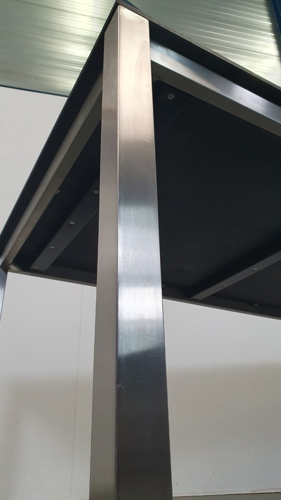 Image 1 of Arco Tisch aus reiner Eiche, geräuchertem Edelstahl, niederländisches Design, 210 x 90