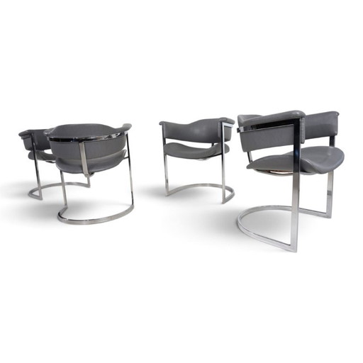 Set van 4 eetkamerstoelen van Vittorio Introini voor Mario Sabot, 1970 – Leather