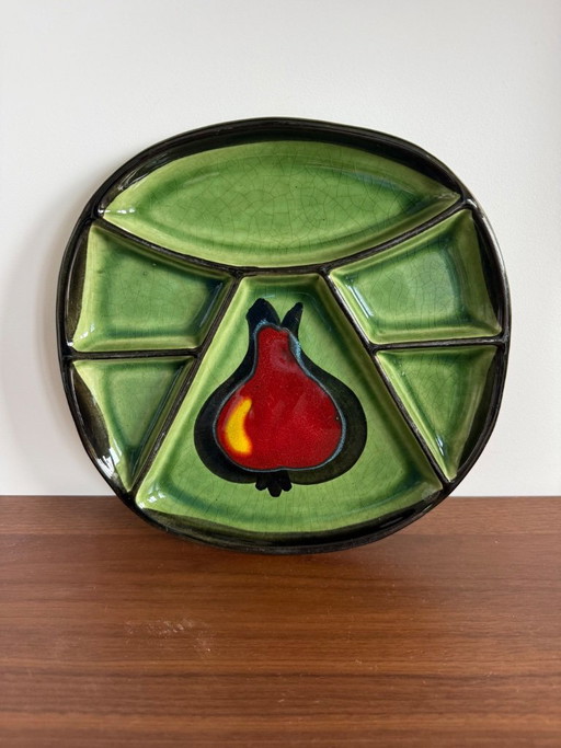 Piatto Antico Scompartato in Maiolica Circa 1970 – servies, Ceramic