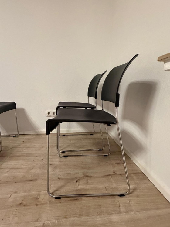 6x Sedia Originale Vitra SIM – Jasper Morrison – Nero – Sedie impilabili – Sedie da pranzo, Plastica, Cromo (photo 2 of 8)