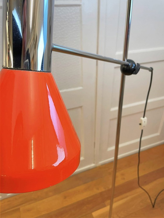 Image 1 of Lampadaire canne à pêche vintage en orange/chrome – Gura Leuchten