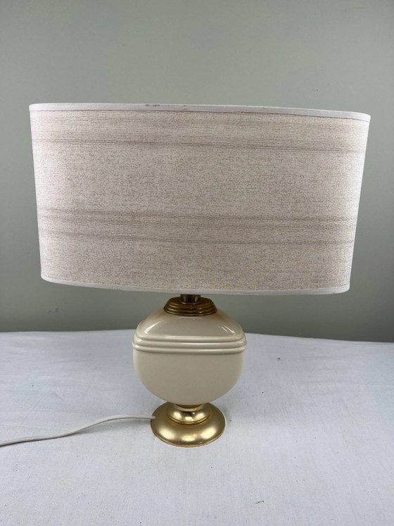 Chic vintage ambient lamp – Table lamps, Porcelain, Metal, Hollywood Regency (photo 2 of 11)