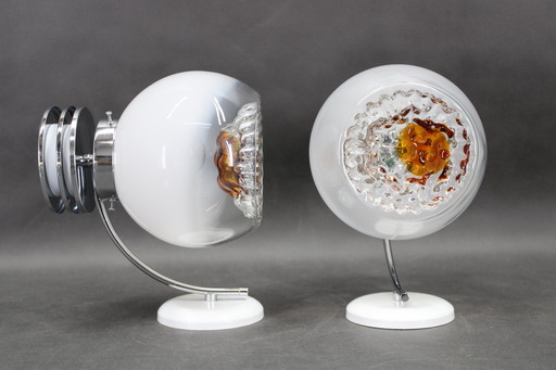 Paire d'appliques italiennes de Murano des années 1970