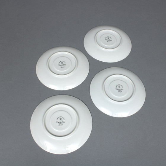 Image 1 of Raymond Loewy (1883-1986) set of 4 tea cups and saucers, Rosenthal Continental China, Script decor