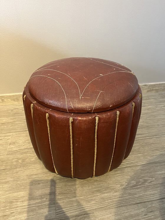 Image 1 of Circo vintage opberg poef zitzetel voetenbank jaren 50 60