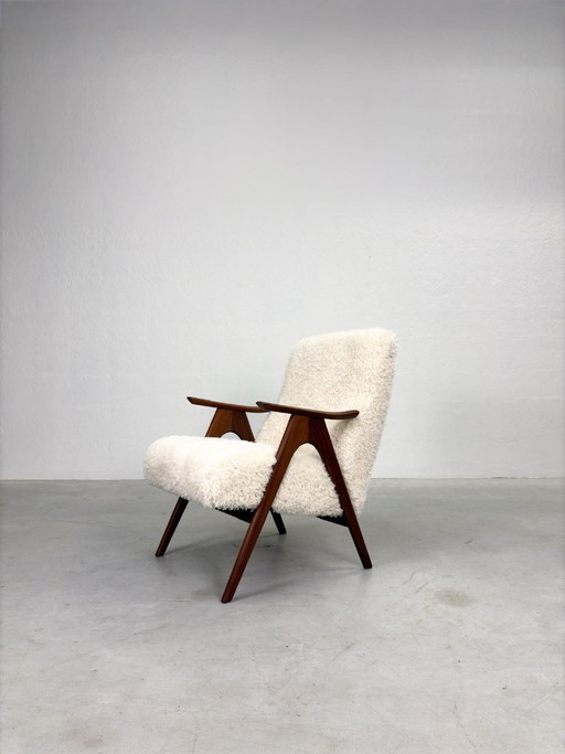 Poltrona in stile metà secolo con tessuto soffice – fauteuils, Wood