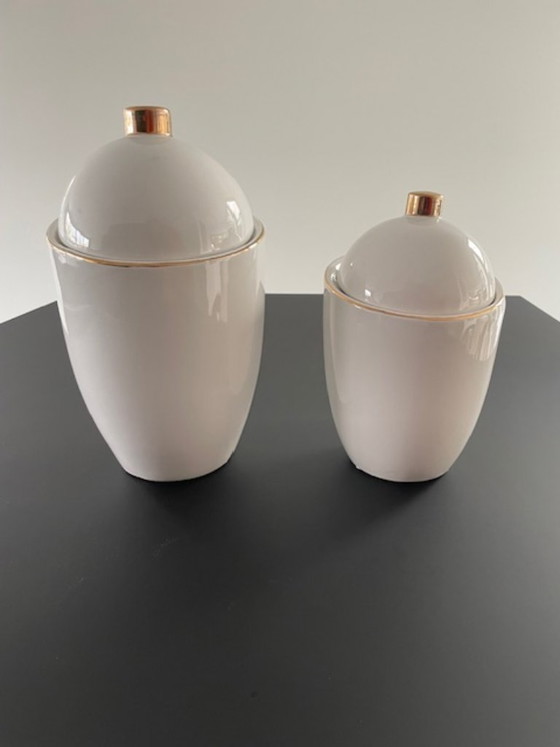 Image 1 of Set di 2 vasi in ceramica bianca 'Saturn' – Hush Living