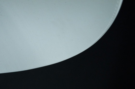 Image 1 of Vintage 1990s White Pendant Lamp with Glass Top Shade. Italy