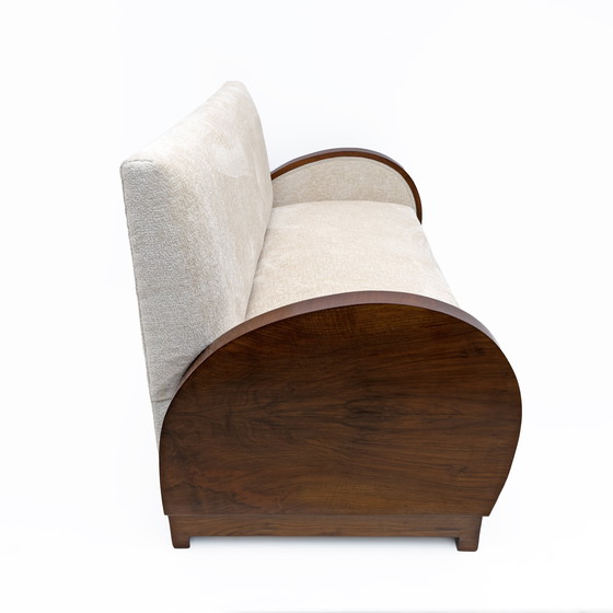 Image 1 of Divano a due posti Art Déco in bouclè e noce, Italia, anni '30