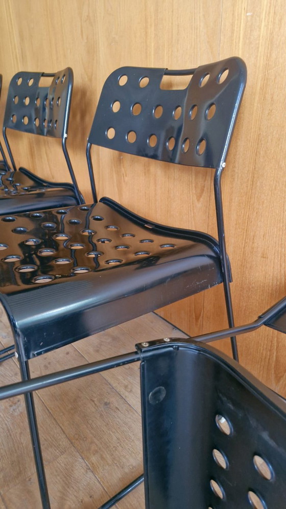 4 Original Vintage Black Omstak Chairs by Rodney Kinsman (Black Frame) – Bieffeplast, Dining chairs, Metal (photo 19 of 21)