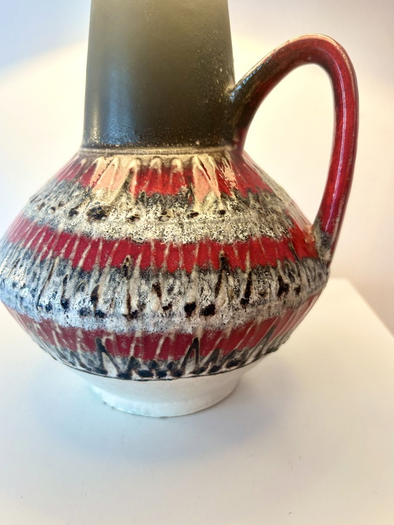 Image 1 of Unique accent lamp made from an MCM vase with a Japanese dragon shade