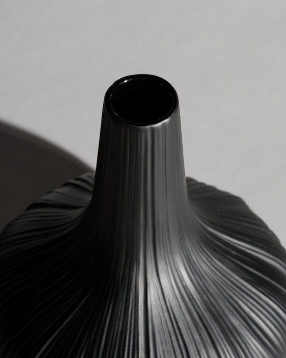 Image 1 of Rosenthal Porcelaine Noire “Plissée” Curated Duo by Martin Freyer Matte Black
