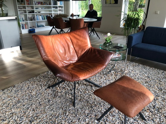 Poltrona Label Gustaf in pelle di yak marrone con pouf. – Poltrone, Metallo (photo 5 of 5)