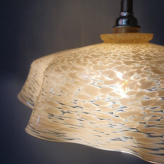Vintage / Antieke Franse Glazen Hanglamp In Clichy Stijl. – Hanglampen, Metal (photo 6 of 15)