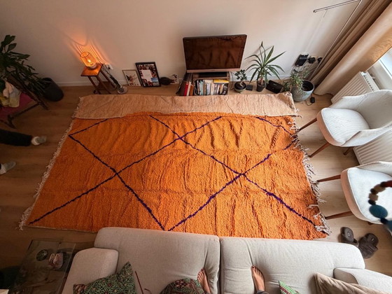 Orange wool Moroccan Berber hand-woven rug with geometric pattern, Etsy, Azilal Carpet 1, Rugs & carpets (photo 3 of 6)