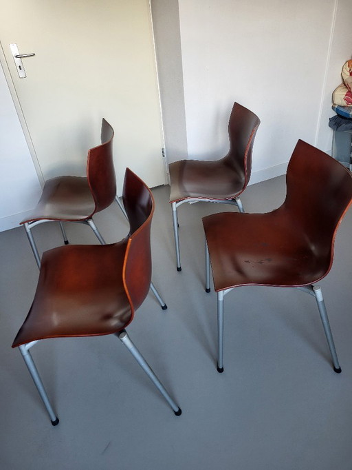 4 Driade Aleph Chameleon Stühle von Philippe Starck