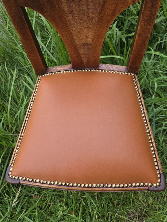 Image 1 of Set Van 6 Amsterdamse School Eetkamerstoelen | Jaren 20