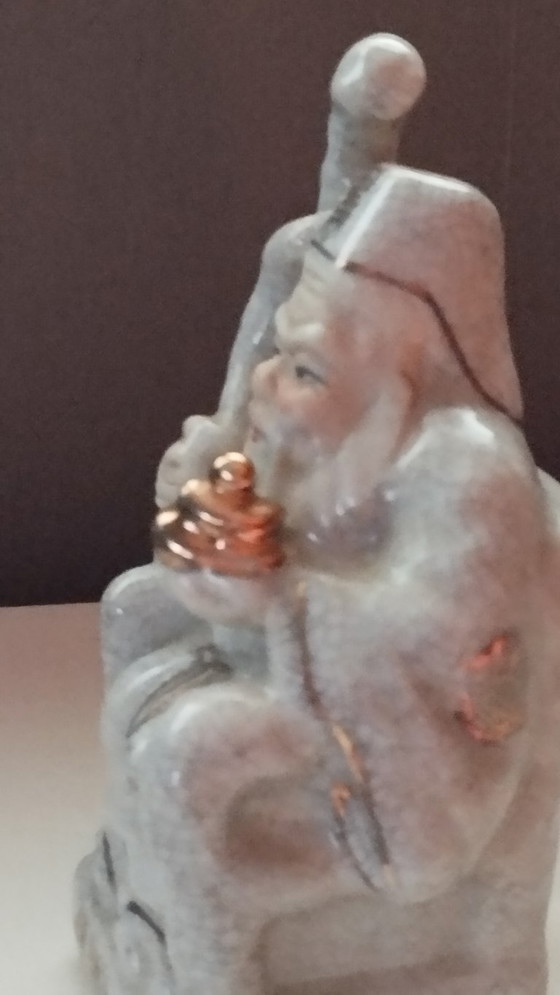 Image 1 of Mid-Century Chinoiserie Crackle-Glaze Shouxing – God of Longevity (11cm)
