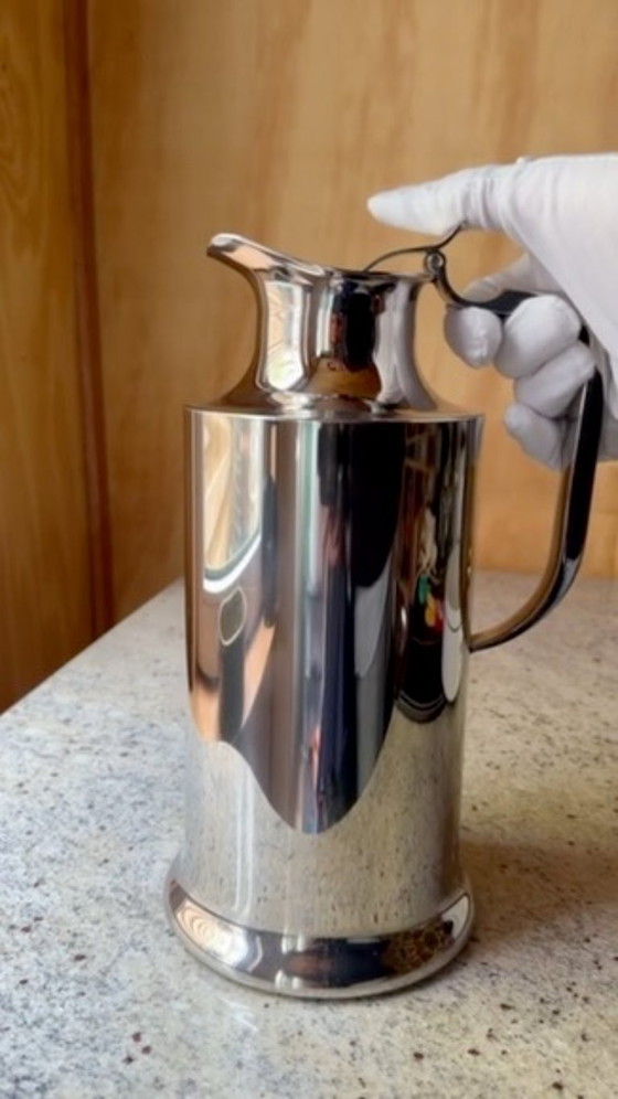 Large Vintage Balzano Laufen Stainless Steel Pitcher | Tall MCM Insulated Carafe | Mirror Polish 18/10 (photo 25 of 27)