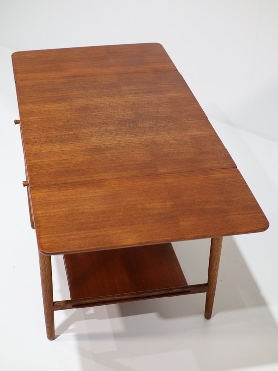 Tavolo da cucito Hans Wegner AT33 Andreas Tuck in teak e rovere, danese, anni '50 – Tavolini, Wood, Vintage (photo 10 of 12)