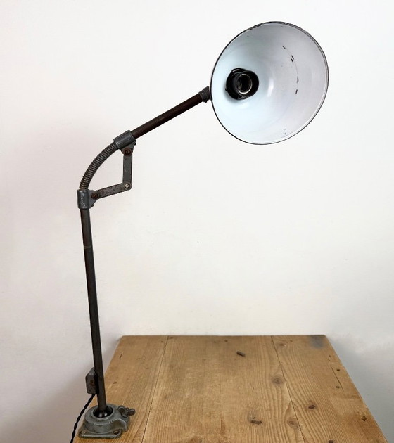 Image 1 of Industrial Grey Enamel Workshop Table Lamp from Siemens, 1950s