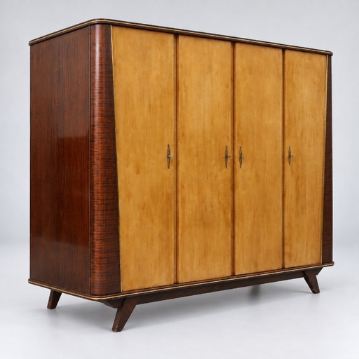 Vintage wardrobe with 4 doors made in the 1950s