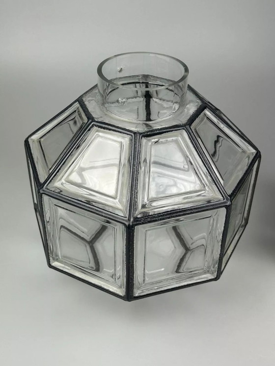 Image 1 of Lámpara de techo de los años 60 y 70, Glashütte Limburg, Alemania, vidrio y latón, Space Age