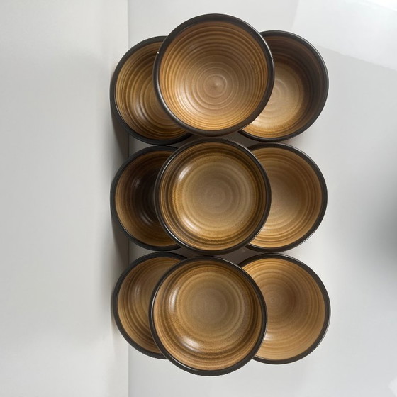 Image 1 of Set aus 9 Salins-Steingutschalen, Brauntöne