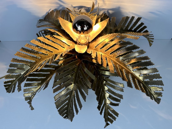 Image 1 of Vintage messing palm tafellamp - Maison Jansen