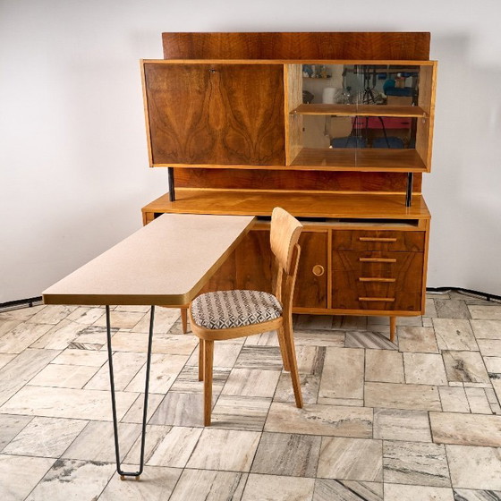 Image 1 of Crédence vintage avec table coulissante, années 1960, Tchécoslovaquie