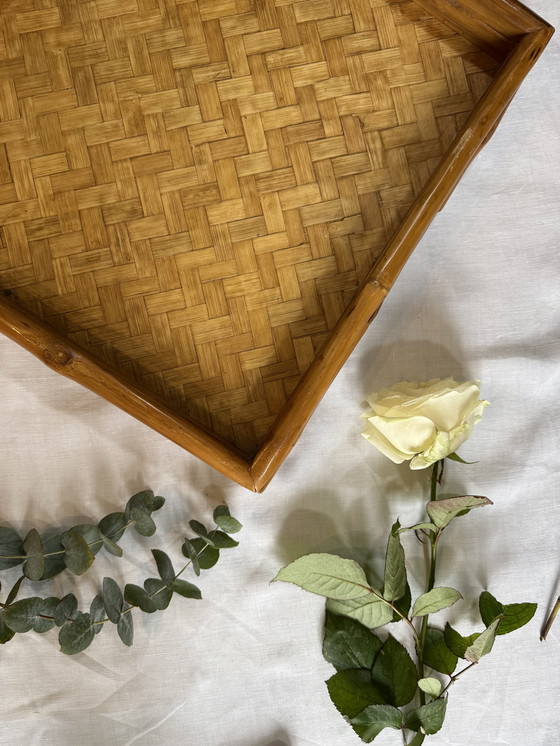 Image 1 of Vassoio in rattan e bambù