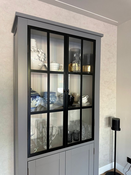 Vaisselier de luxe avec portes en verre, 215x96x38 cm