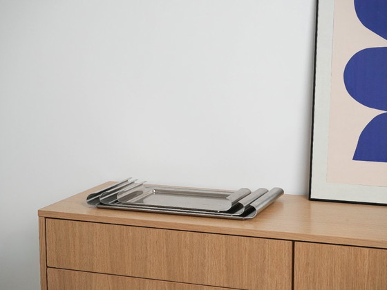 Image 1 of Set di vassoi in acciaio inox, design italiano, anni '70, made in Italy