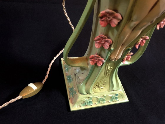Image 1 of Large Vintage Table Lamp - Siren - Robert Pfeffer - Art Nouveau - 1920