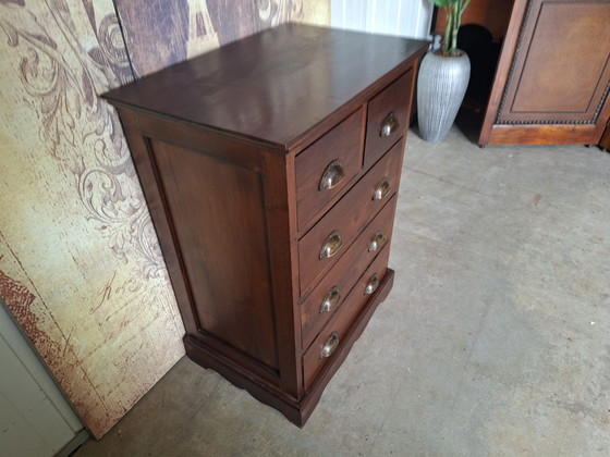 Commode en teck, armoire d'apothicaire, classeur, dimensions 60x40cm et 80cm de hauteur. – Metal, Wood (photo 4 of 6)